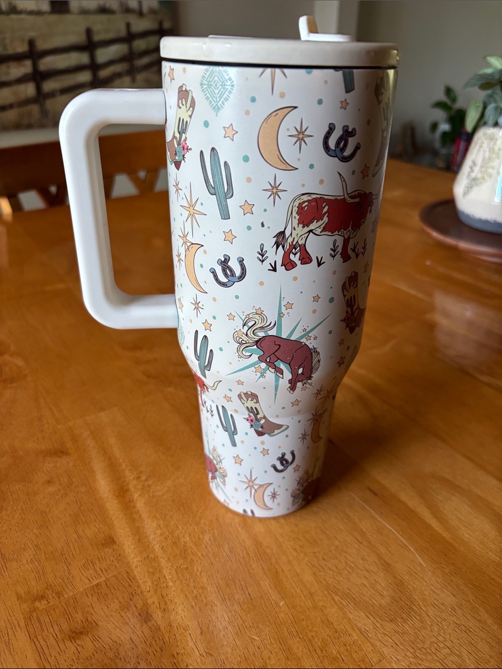 Western Print Insulated Travel Mug - White 40oz hydro jug brand